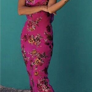 Rat & Boa One Shoulder Floral Dress in Pink